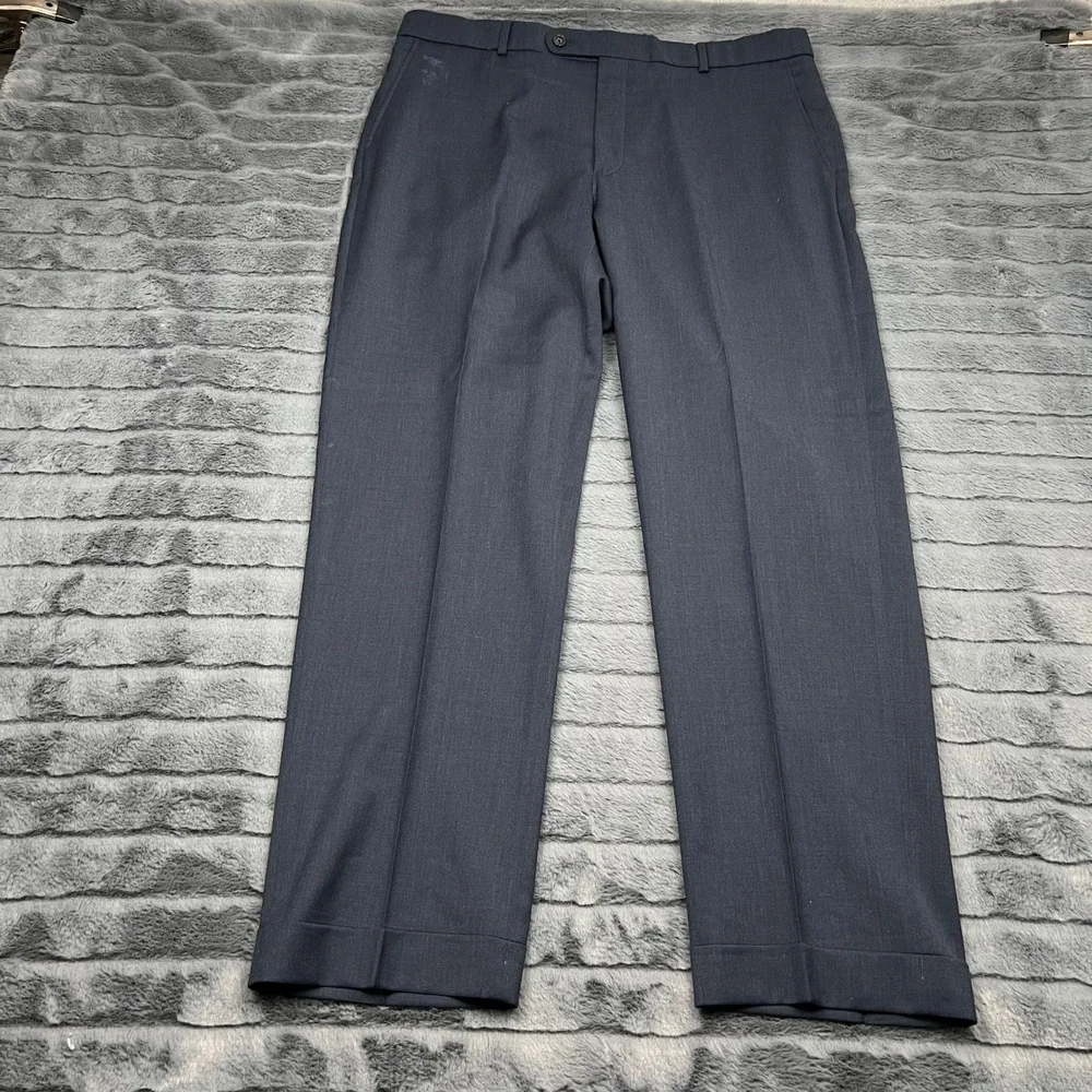 Ballin Comfort-EZE Mens Super 120s Wool Dress Pants Gray Cuffed 35x29